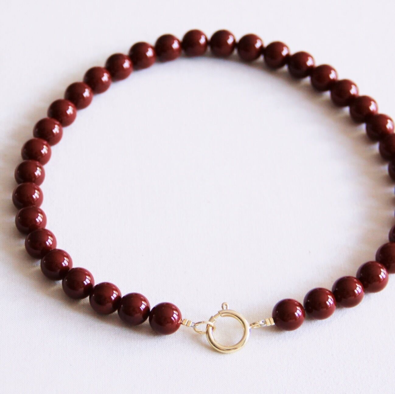 Collana di perline di pietra naturale XL - bordeaux
