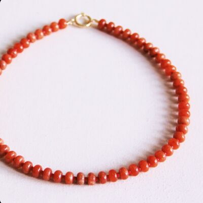 Collier de perles en pierres naturelles donuts - orange/rouge