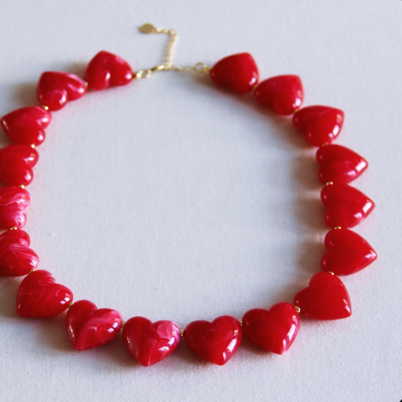 Collana con perline a forma di cuore XL - rossa