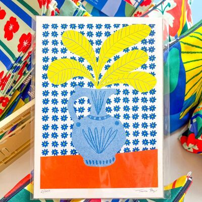 Risoprint Giallo su Parete Decorata