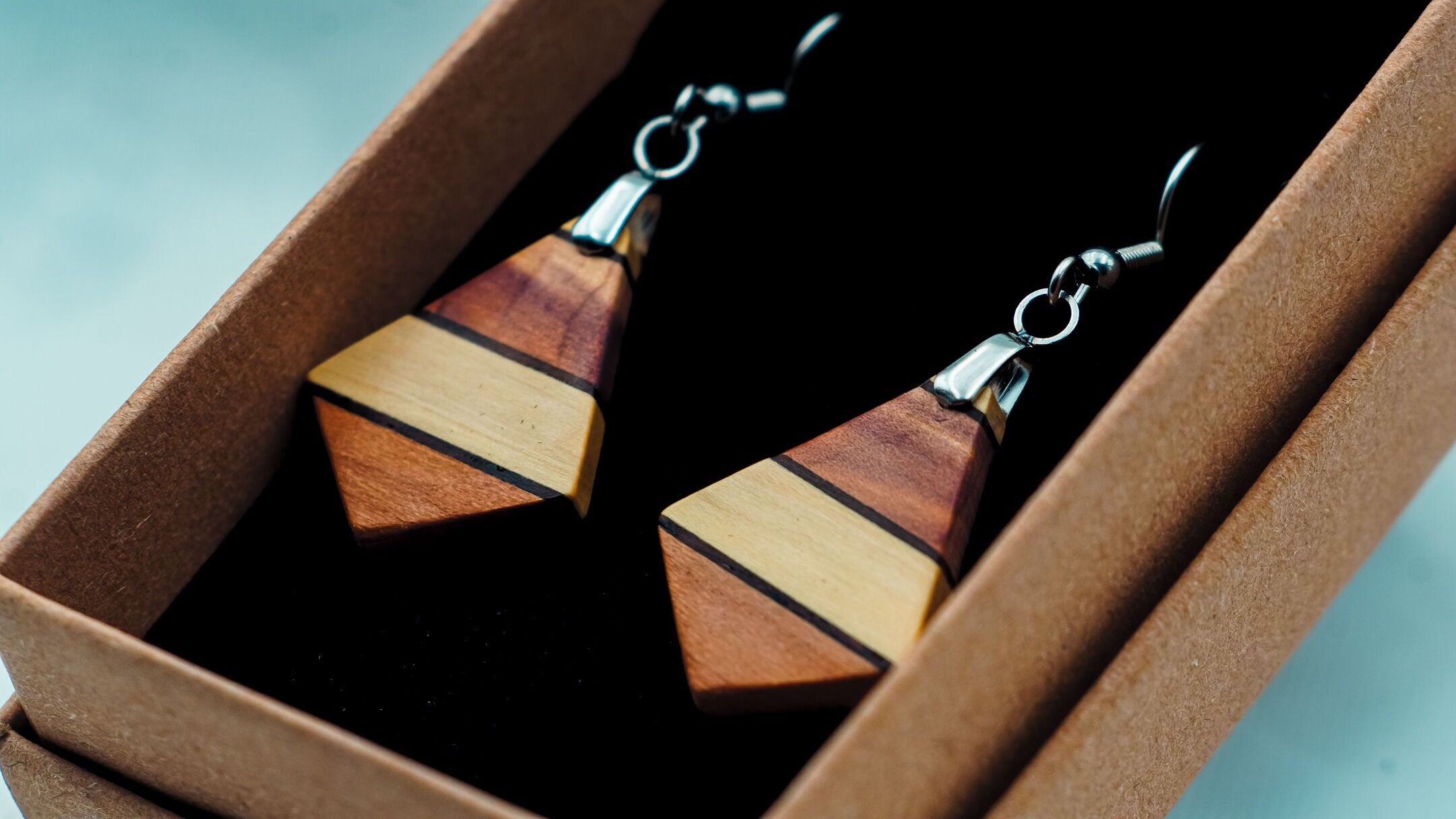 Plum, Boxwood and Ebony Wood Earrings.