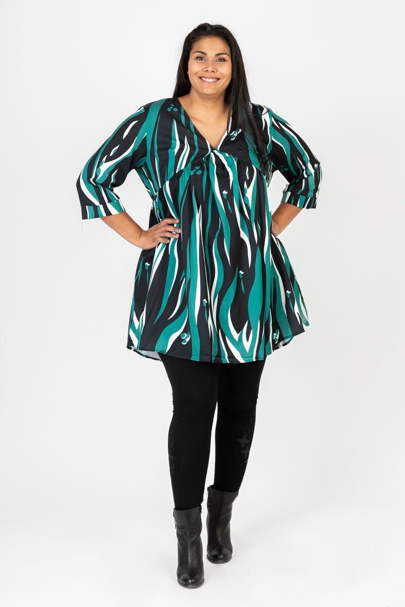 Grünes bedrucktes Kleid in Übergröße (C6609)