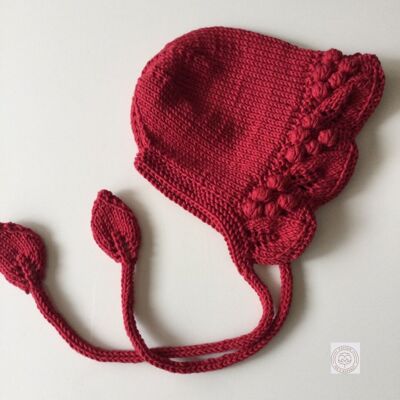 Gorro de niña de algodón orgánico tejido a mano - Colección Navidad