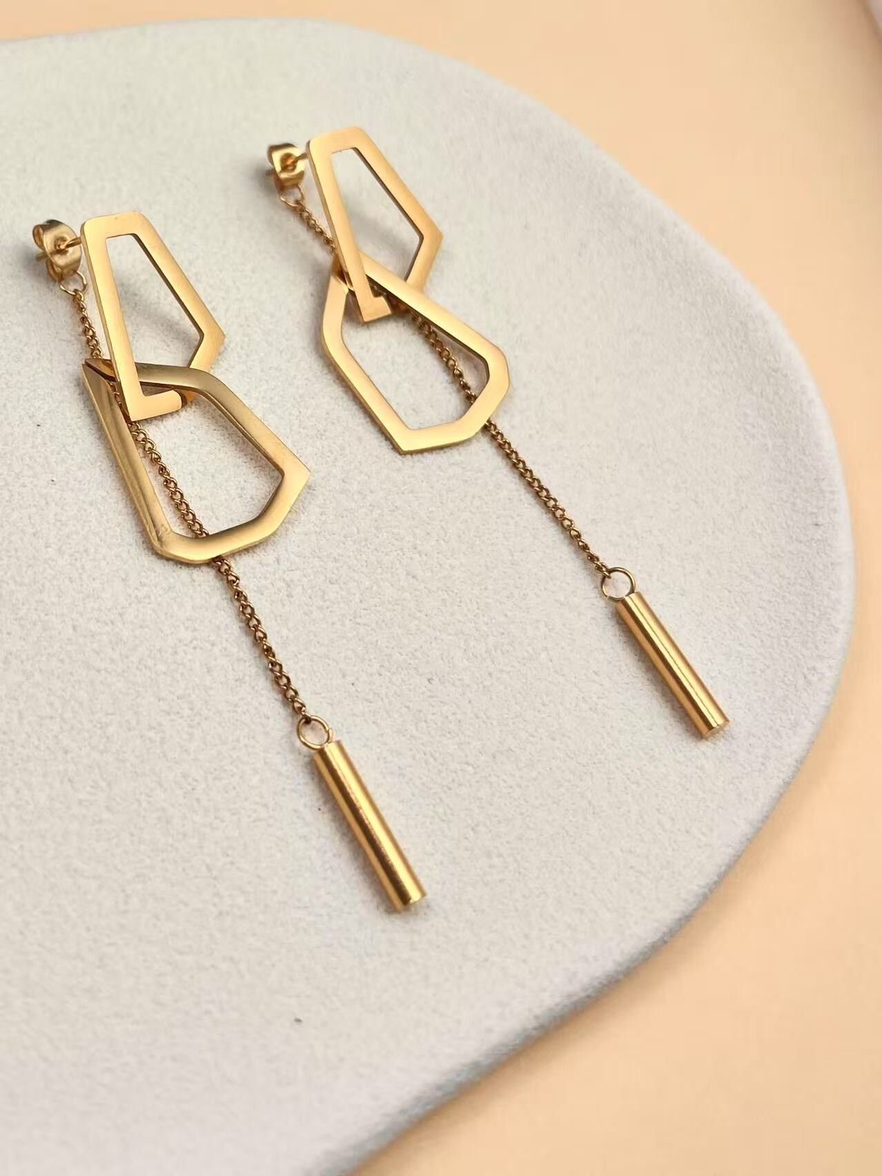 Geometric stainless steel dangle earrings
