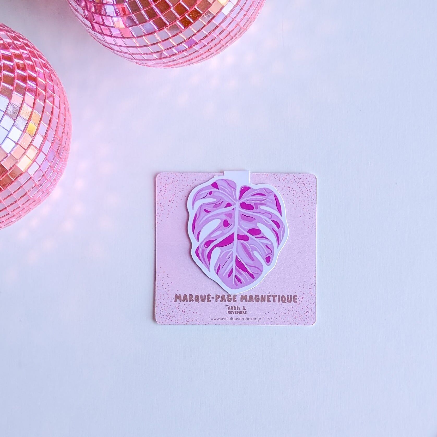 Segnalibro magnetico – Foglia di Monstera rosa
