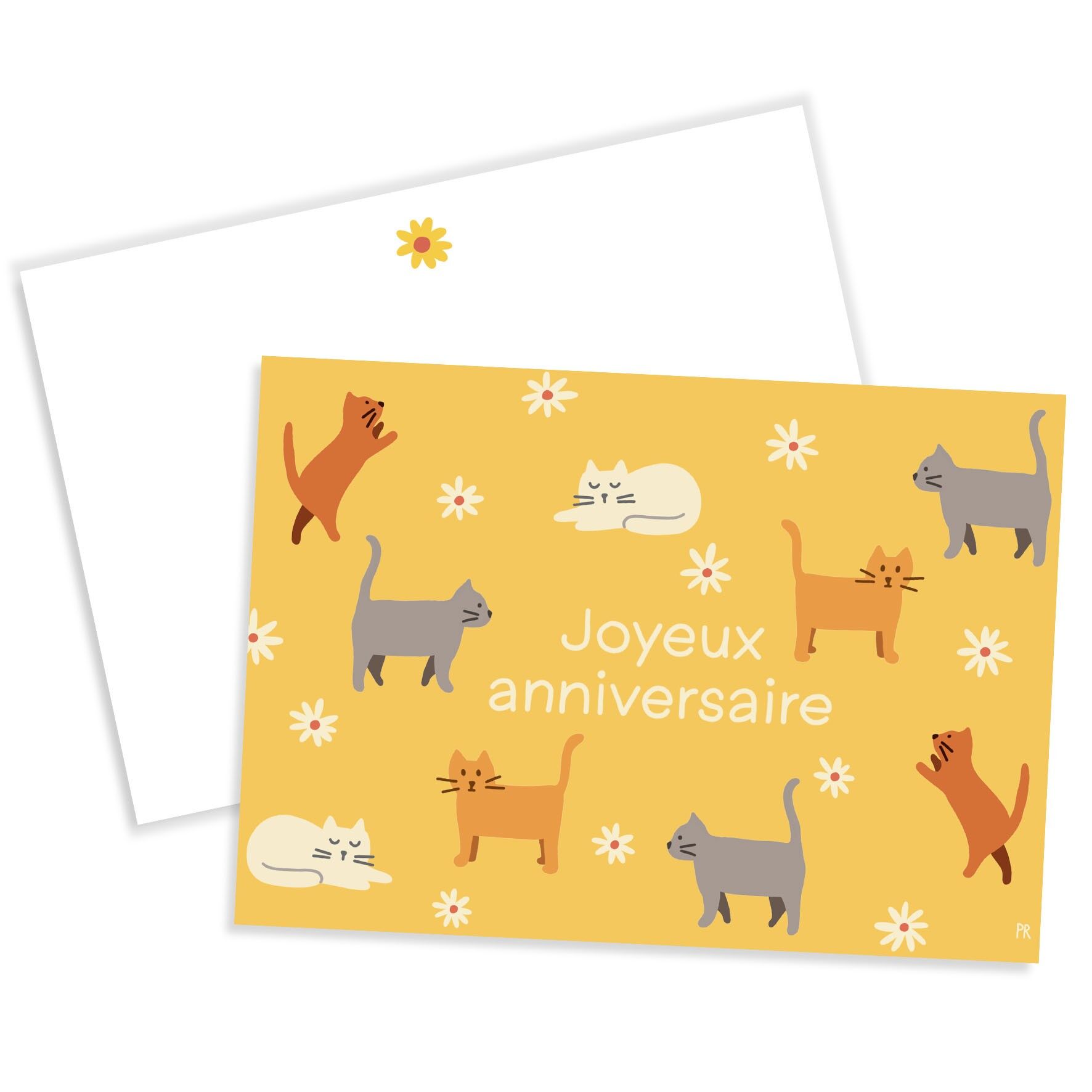 Birthday postcard cats / flowers / funny cats / Pauline Recht / A6 format