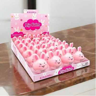 Présentoir de 24 (1,20€ pieza): Baumes à Lèvres – Packaging en Forme de Lapin