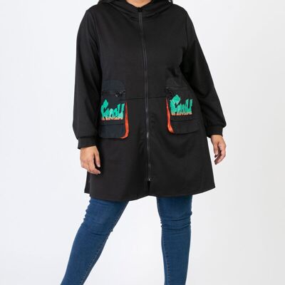 Cappotto arancione fantasia taglie forti (C6619)
