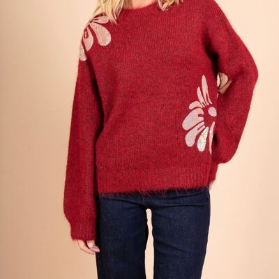 Pull oversize en maille couetteeuse avec paillettes AP133