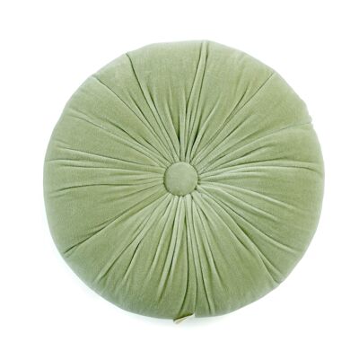 Mini coussin rond en velours fait main, couleur pistache - 28 cm