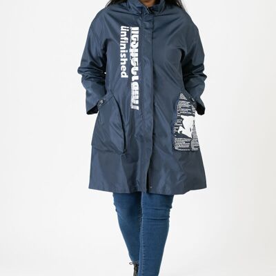 Parka taglie forti con scritte blu (C6656)