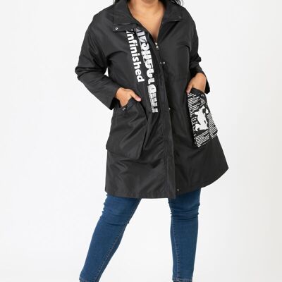 Parka taglie forti con scritte nere (C6656)