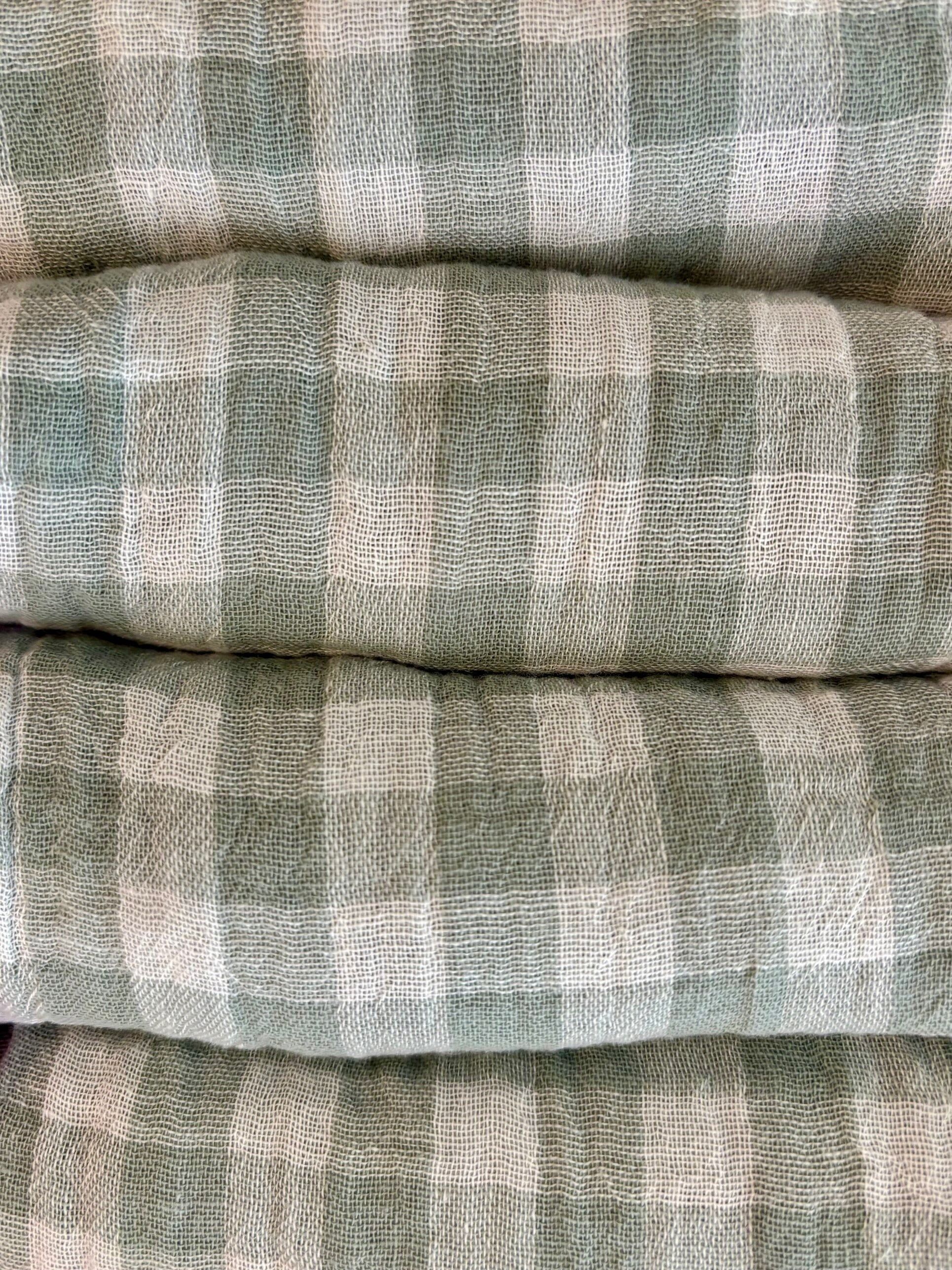 Set of 4 Napkins – Double Cotton Gauze – Green Gingham – 40x40 cm