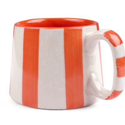 Tazza da caffè in ceramica a righe arancioni - 220 ml