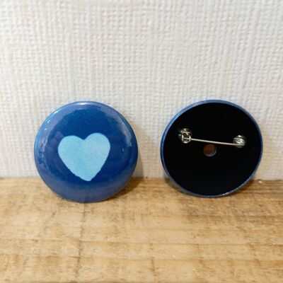 Badge Coeur Cyanotype