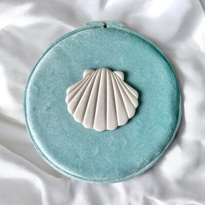 Portagioie da viaggio azzurro con Conchiglia bianca