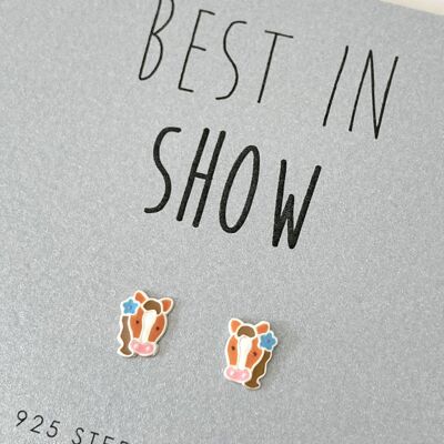 Orecchini a bottone in argento sterling con testa di cavallo per bambine
