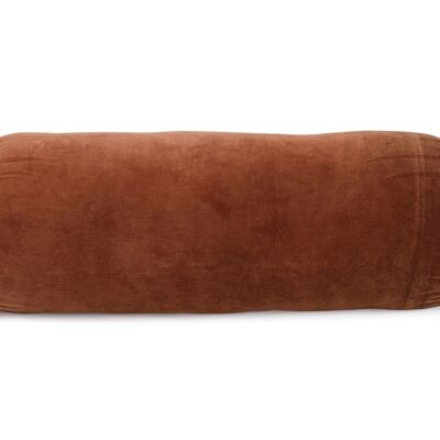 Coussin traversin en velours fait main, couleur rouille - 45 x 18 cm