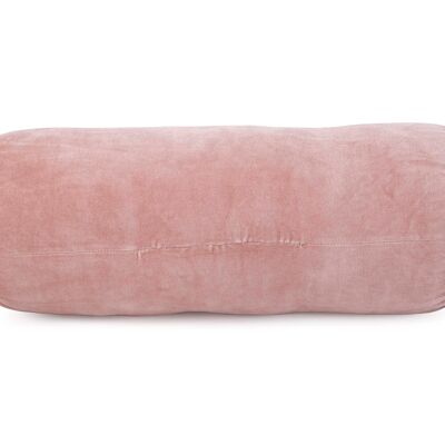 Coussin traversin en velours fait main rose - 45 x 18 cm