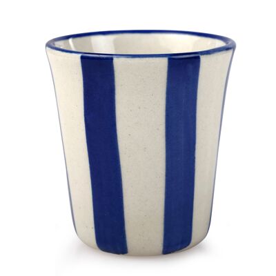 Bicchiere da bere in ceramica a righe blu - 3 pollici