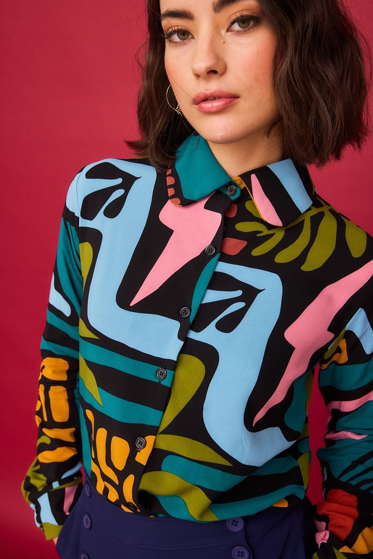 Camicia Castagna Multicolore