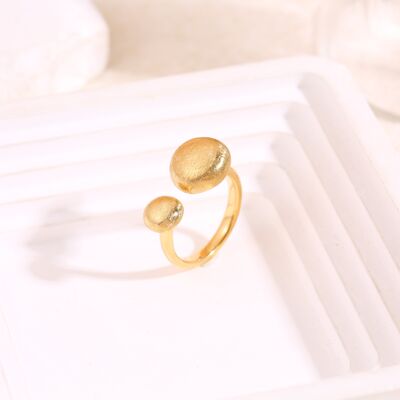 Anello in oro con dischi in rilievo spazzolati doppi sul davanti