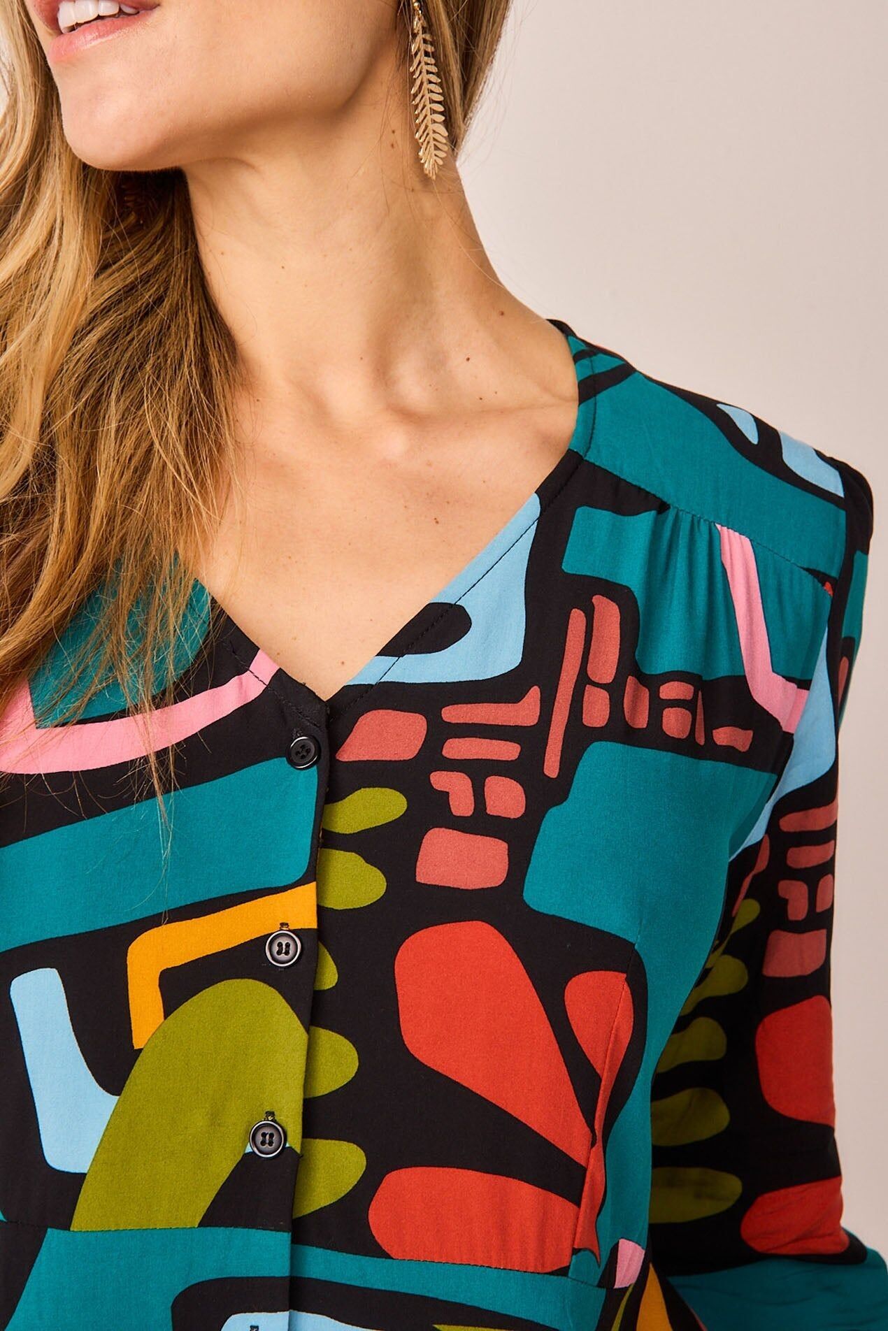 Abito corto multicolore in eucalipto