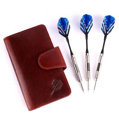 SPORTGIFTZ La mejor cartera para dardos de piel de búfalo - Roja