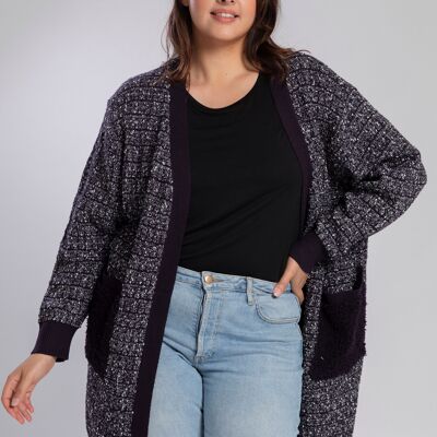 Gilet blu navy mélange taglie forti (JX081)