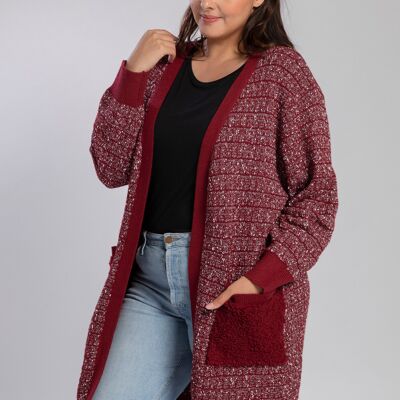 Gilet rosso navy mélange taglie forti (JX081)