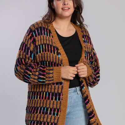 Gilet cammello multicolore taglie forti (JX082)