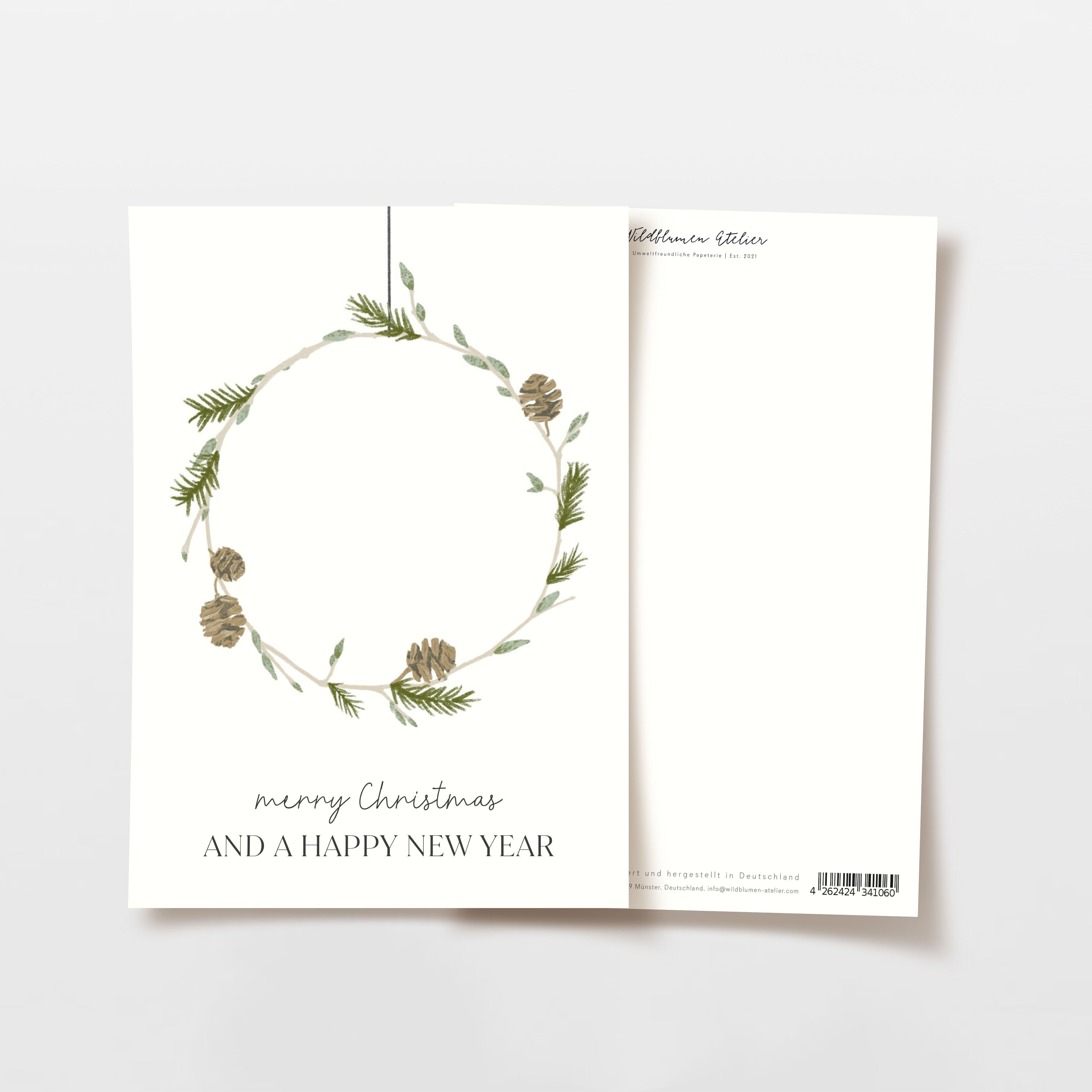 Christmas card wreath merry Christmas, FSC paper