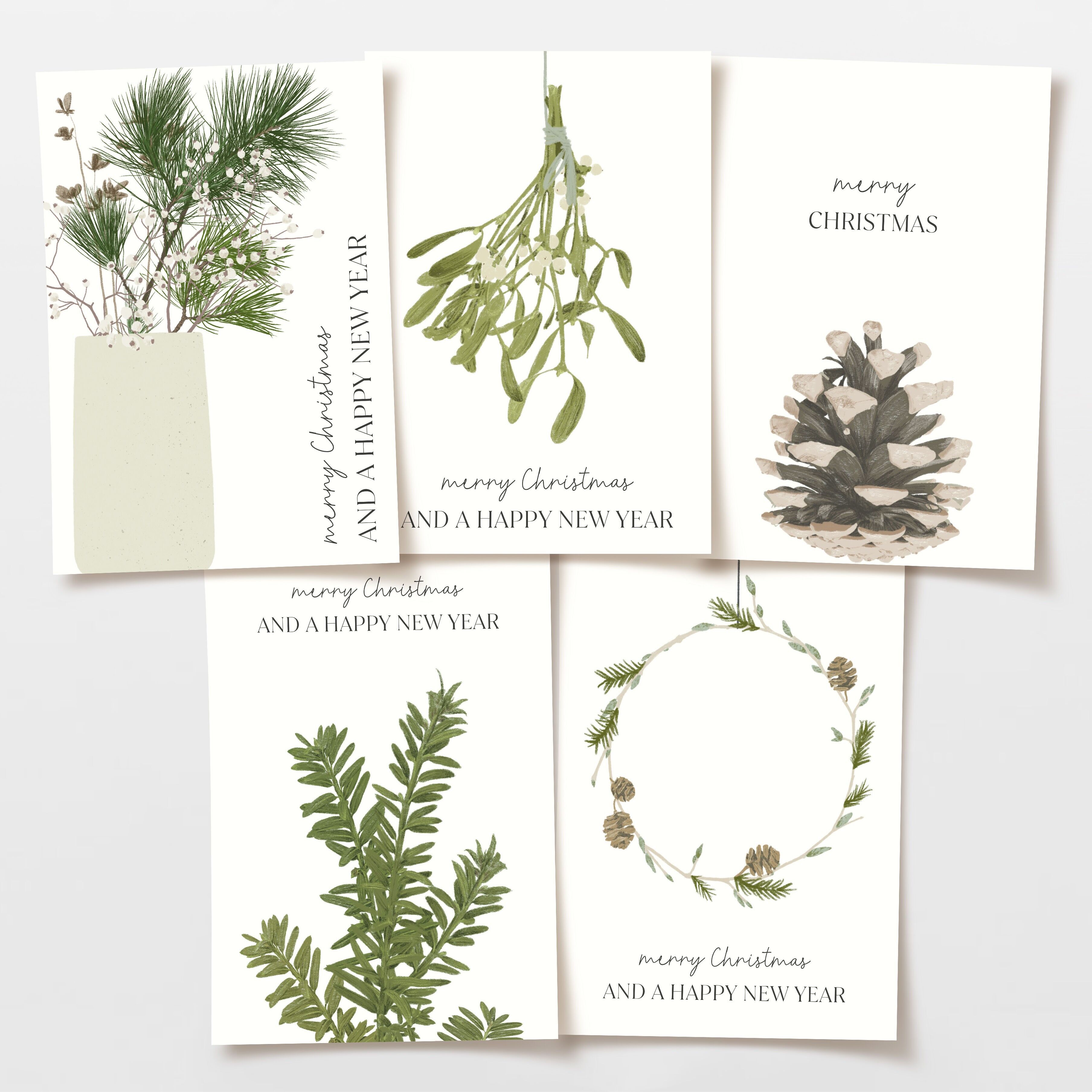 Christmas cards assortment 5 motifs, merry Christmas, FSC