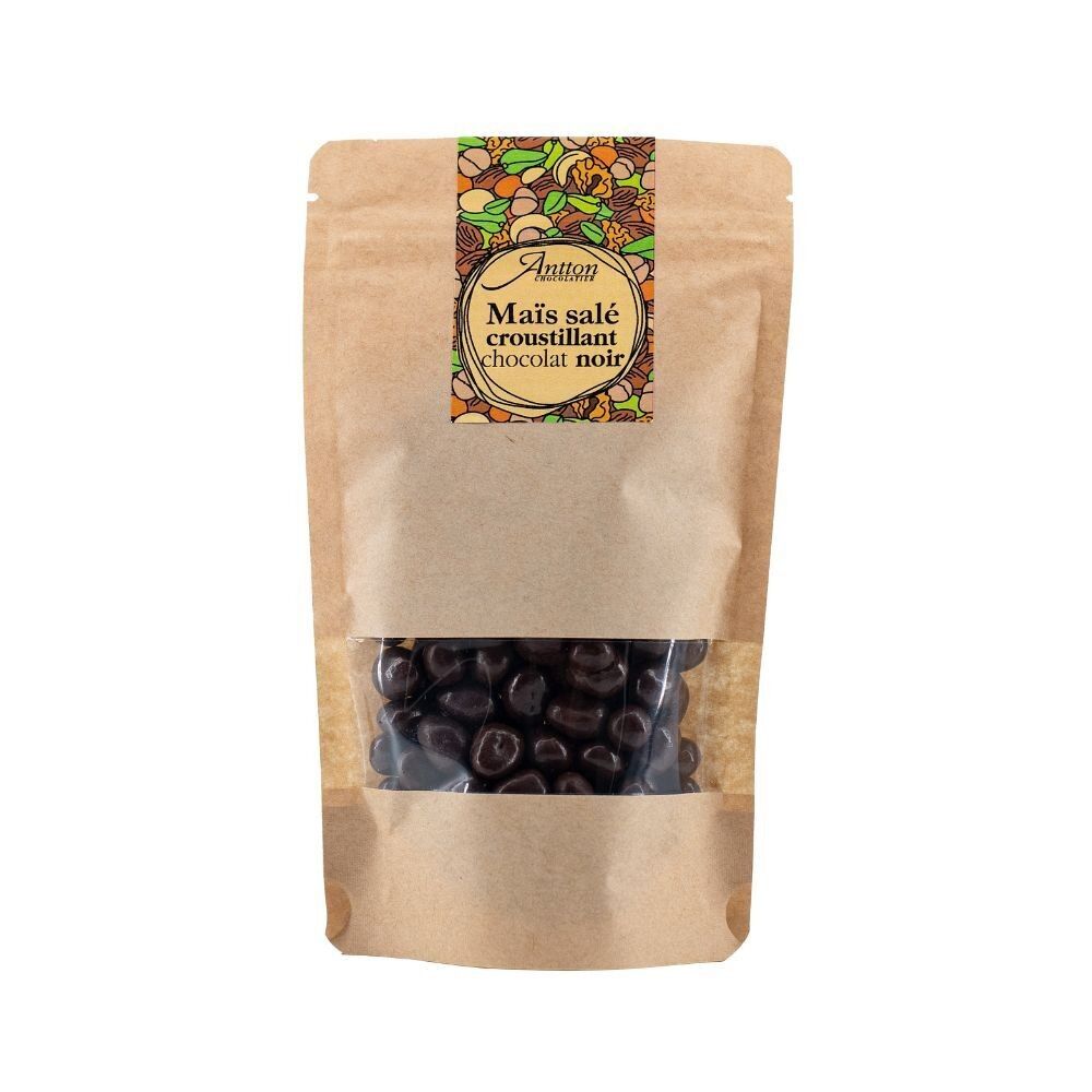 Mais salato ricoperto di cioccolato fondente