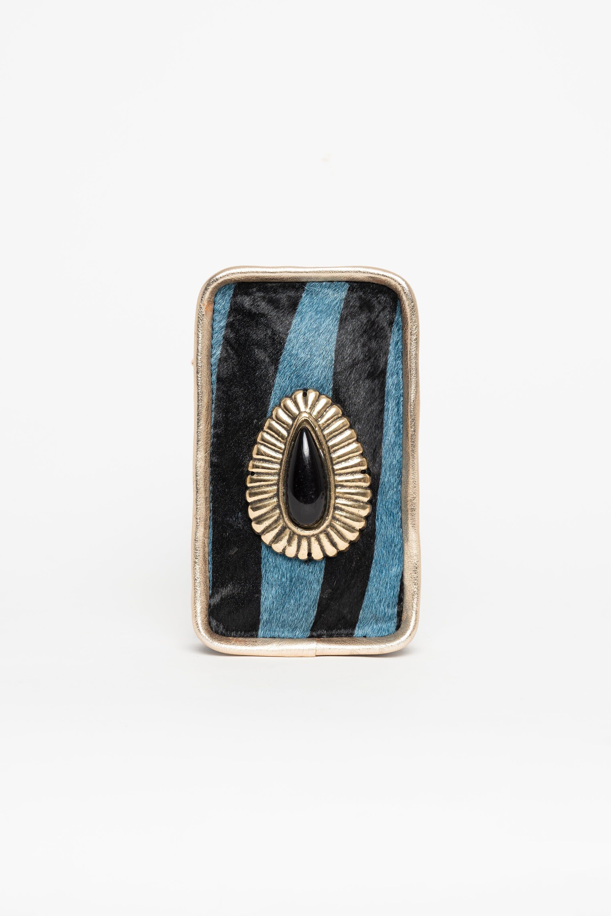 BLUE ZEBRA JEWEL SHOULDER BAG