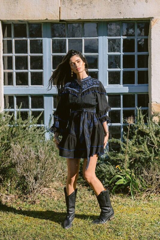 ABITO RICAMATO BLU SAVANNA