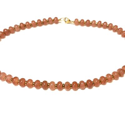 Collier en pierre naturelle rose tendre