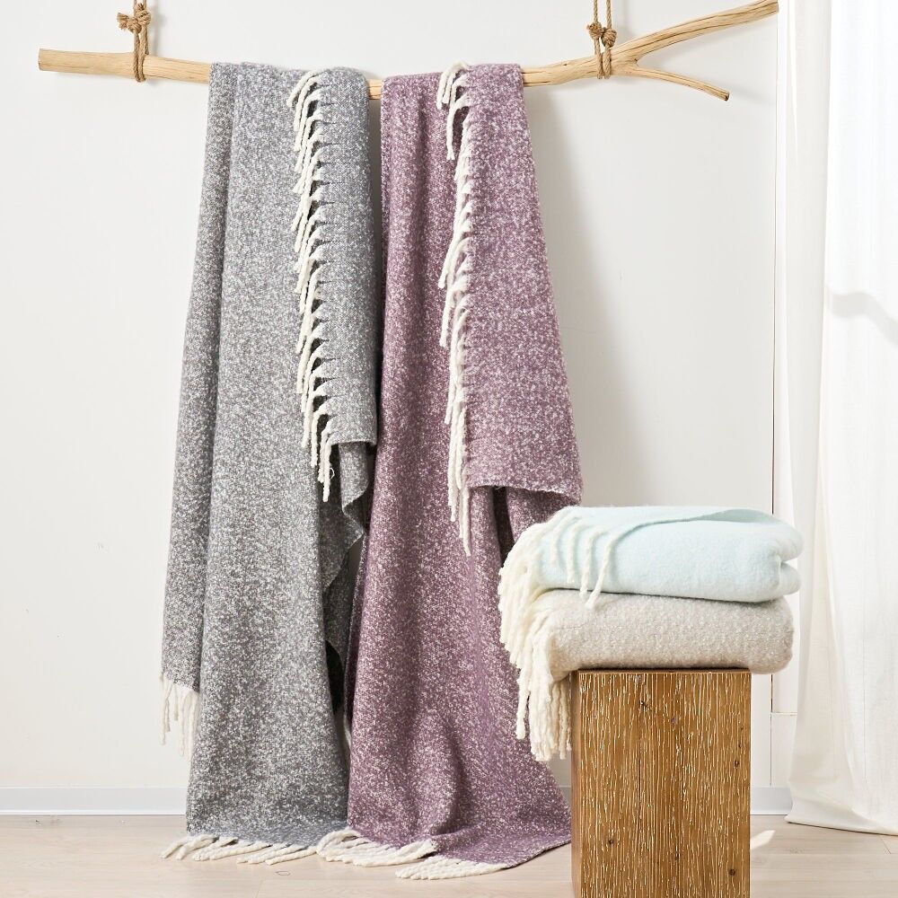 Aisling Faux Mohair Throw - Soft, Stylish Fringed Blanket