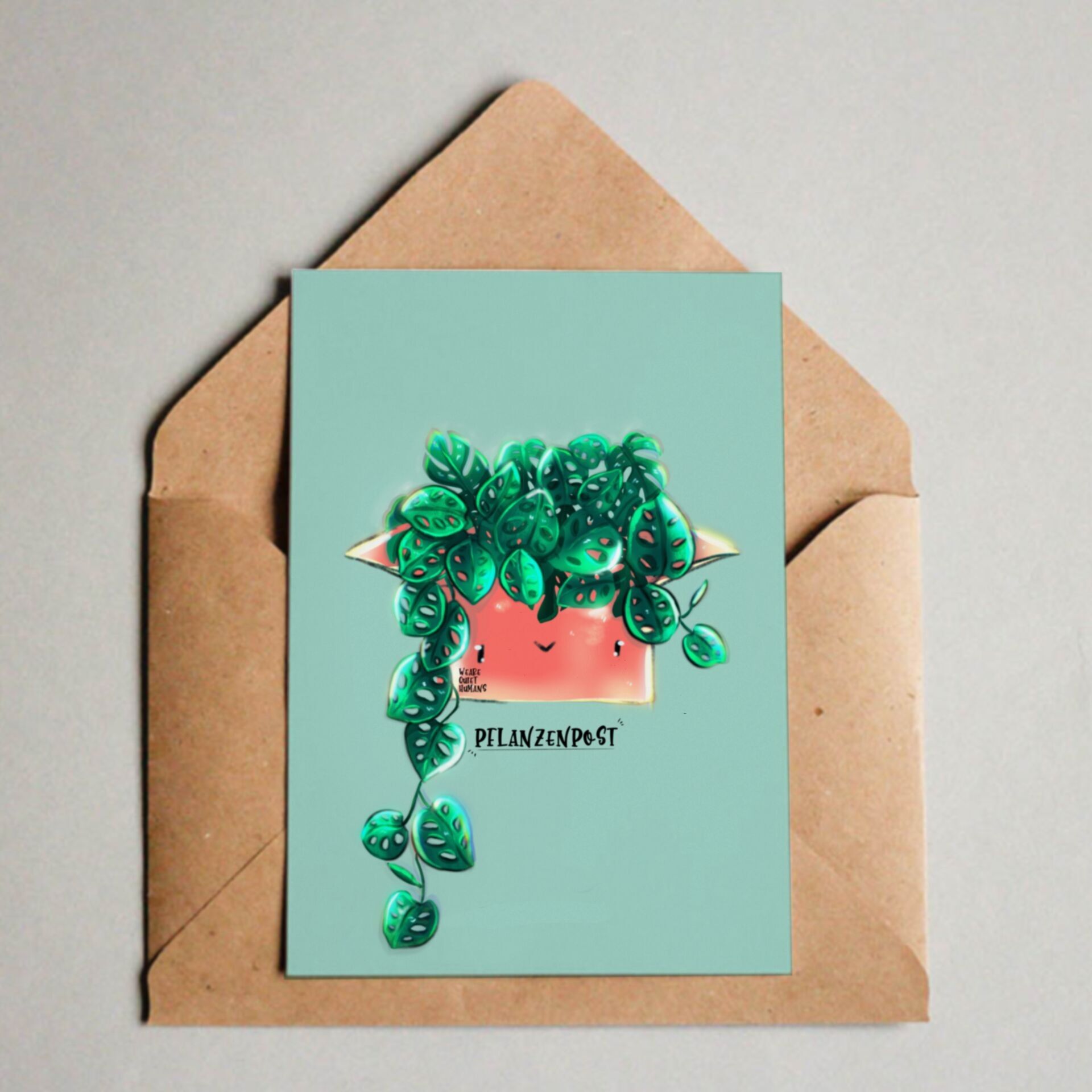 Cartolina / Stampa A6 - Maschera di scimmia Monstera