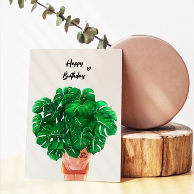 Biglietto di buon compleanno - Vaso Monstera deliziosa