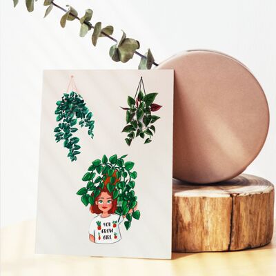 Biglietto d'auguri, biglietto pieghevole - Cresci ragazza Syngonium
