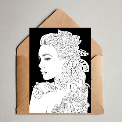 Cartolina / stampa A6 - Maschera da scimmia Plantlady Monstera Adansonii