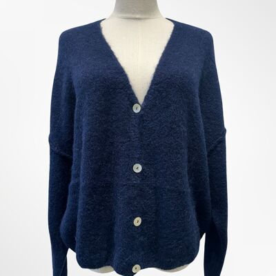 Women's Vest - Premium Quality - Deep V-Neck in Soft Knit with Buttons - ALPACA/WOOL - 23050