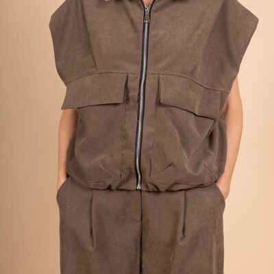 Gilet sans manches zippé à poches plaquées PV2531