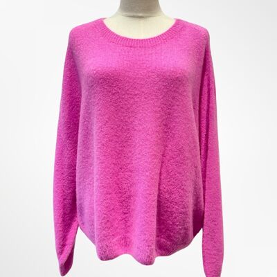 Classic Oversized Soft Knit Crew Neck Sweater - ALPACA/WOOL - 23030