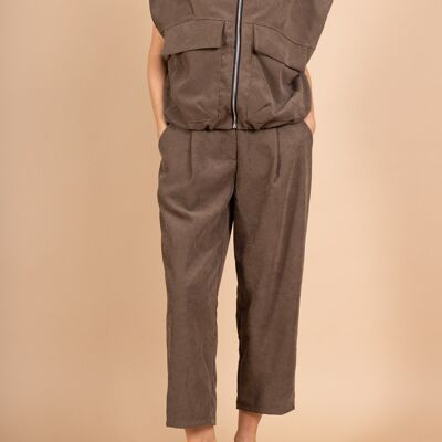 Pantalone dritto in suede PPN2558