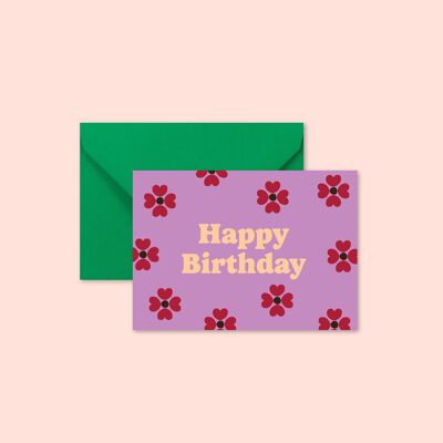 Mini biglietto di auguri "Compleanno": fiori di buon compleanno (con busta)