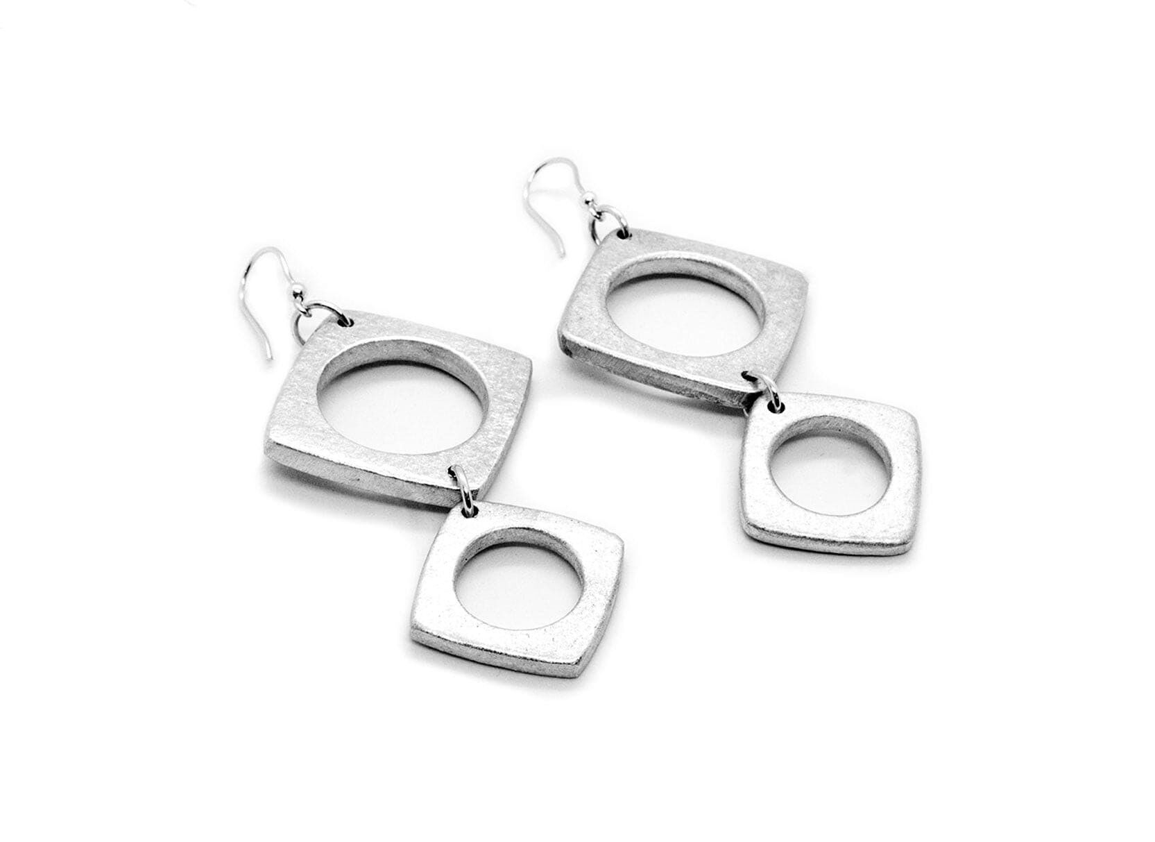 Orecchini doppio pendente quadrato