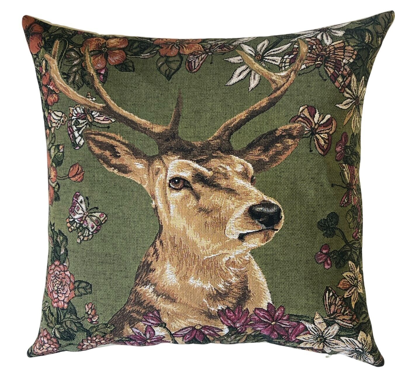 decorative pillow cover - stag pillow - forest decor - 45x45 cms
