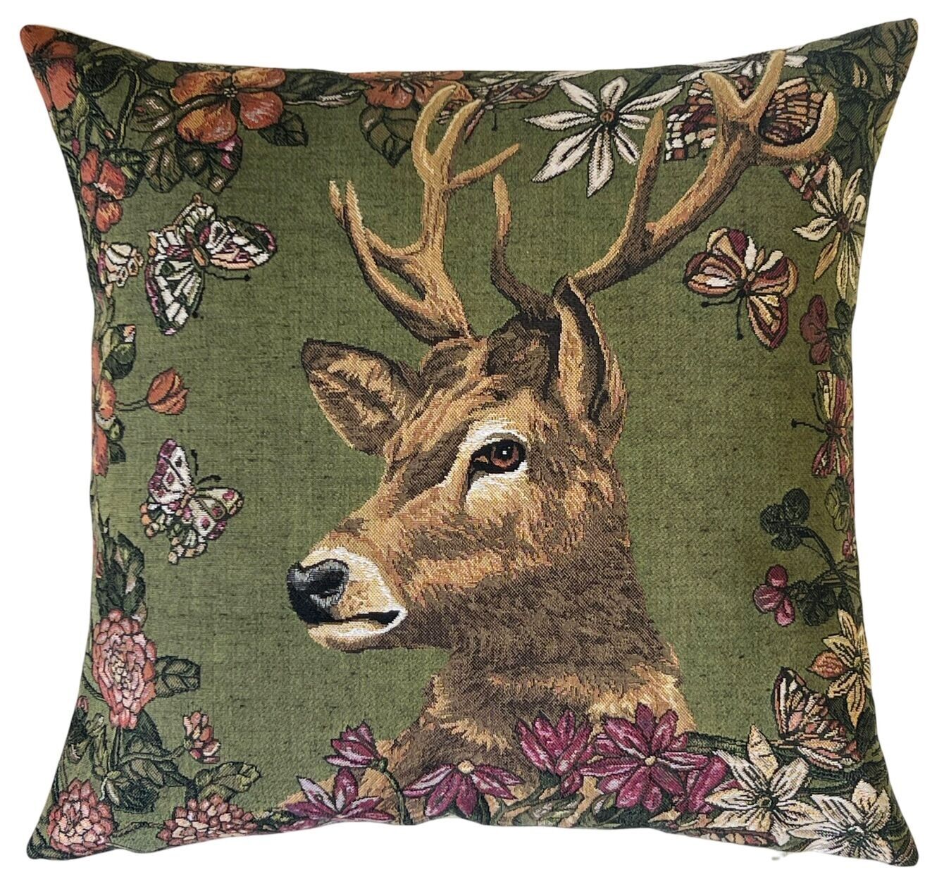 Jacquard-Wover Hirsch Kissenbezug - belgischer Wandteppich - 45x45 cm